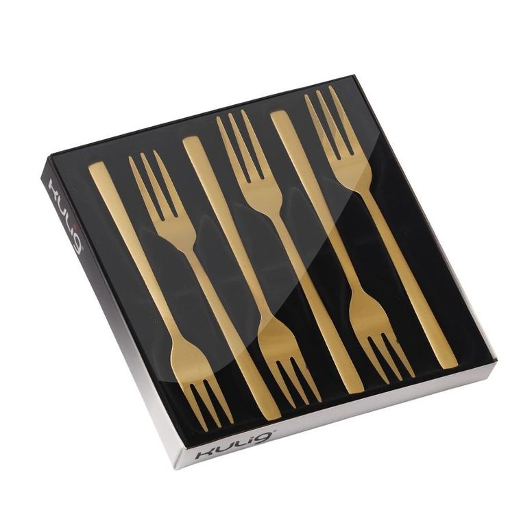 Kulig, Piano, komplet widelczyków do ciasta, Gold, 6 szt.