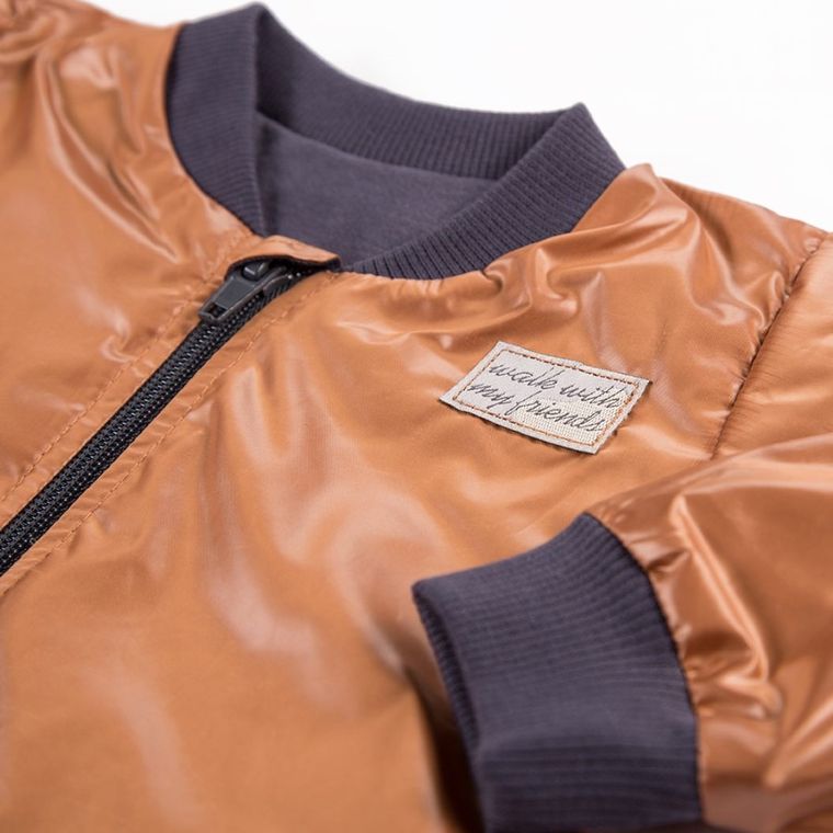 Kurtka bomberka chłopięca, brązowa, Walk with my firends, Eevi