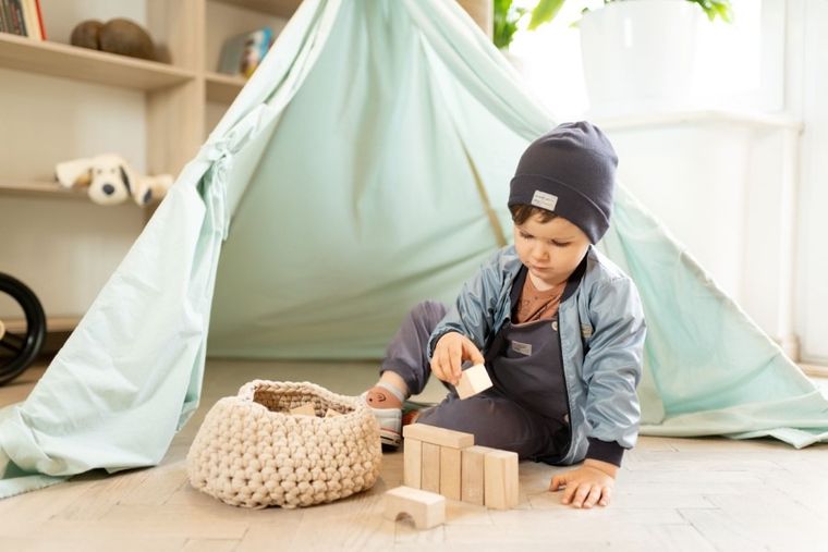 Kurtka bomberka chłopięca, niebieska, Eevi