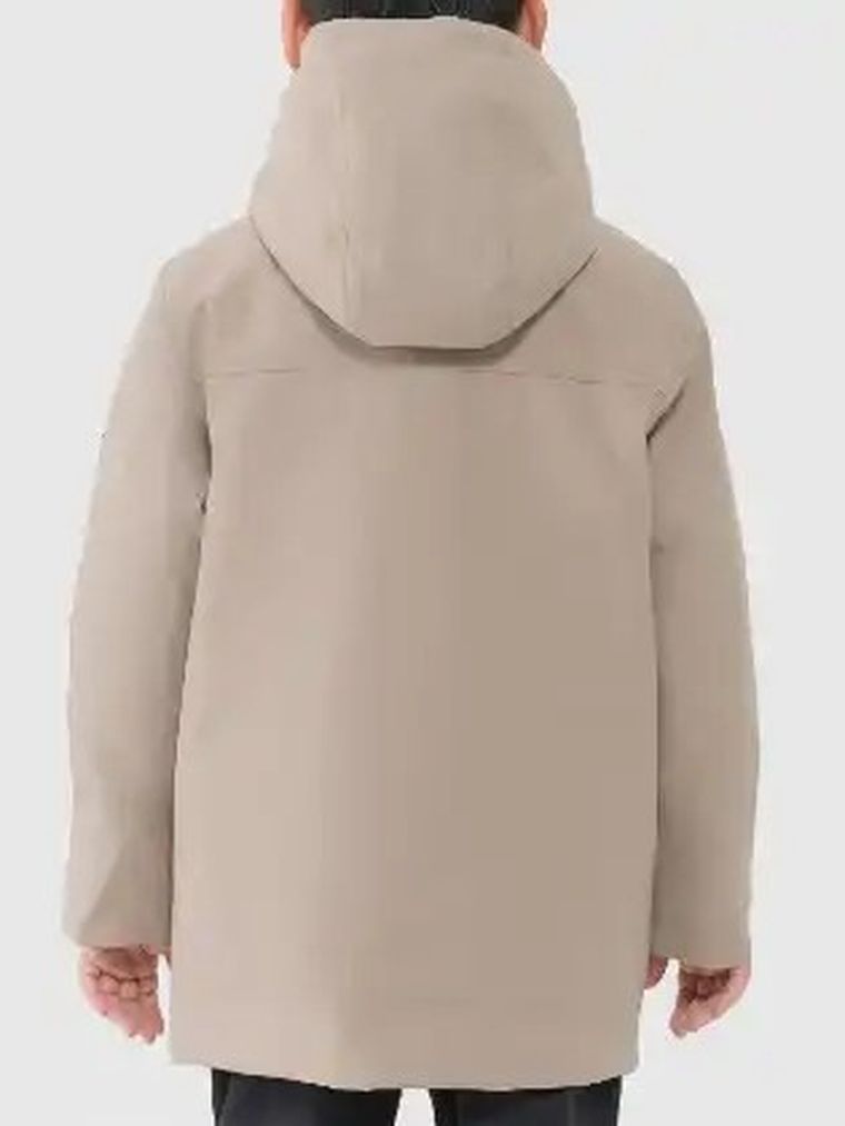 Kurtka chłopięca z kapturem, ocieplana, beżowa, 4F