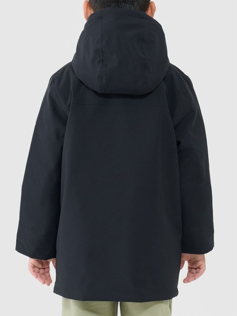 Kurtka chłopięca z kapturem, ocieplana, czarna, 4F