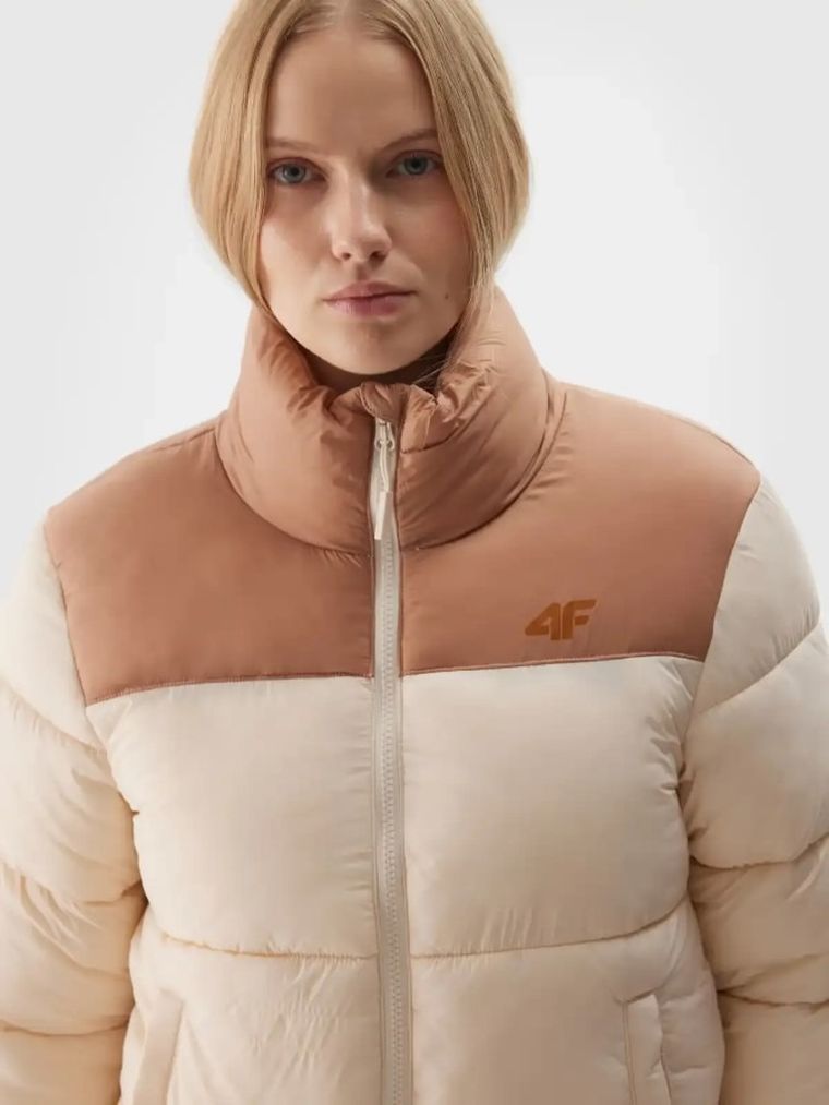 Kurtka damska, ocieplana, beżowa, 4F