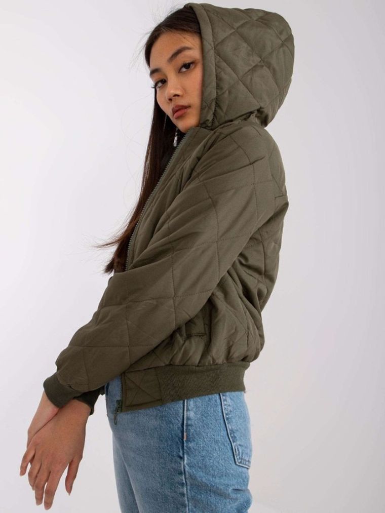 Kurtka damska z kapturem, khaki, Ex Moda