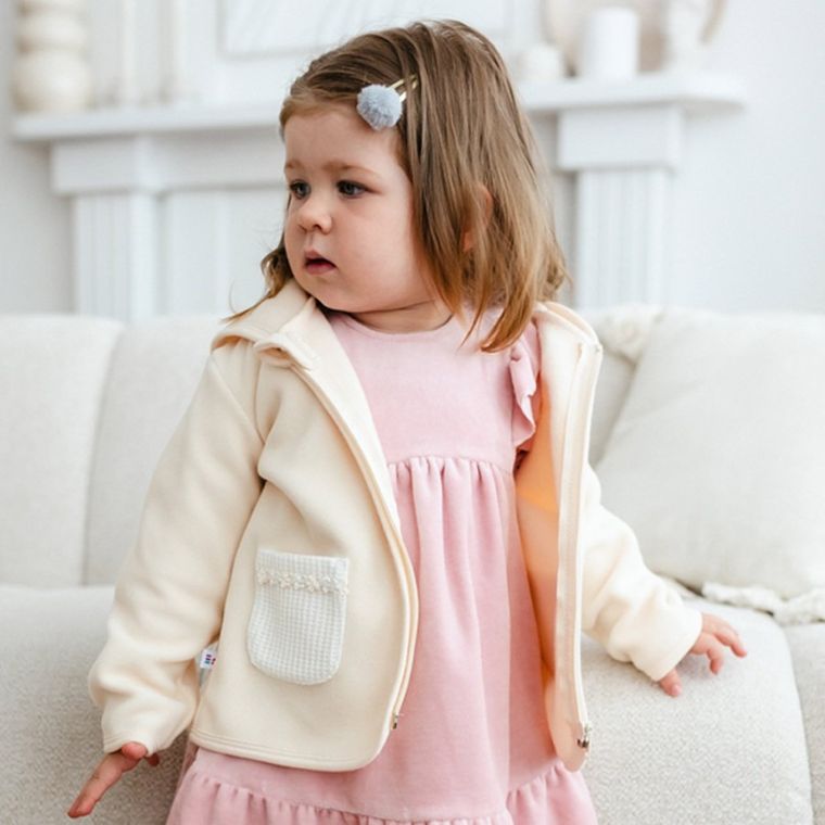 Kurtka dziewczęca, polarowa, ecru, Eevi