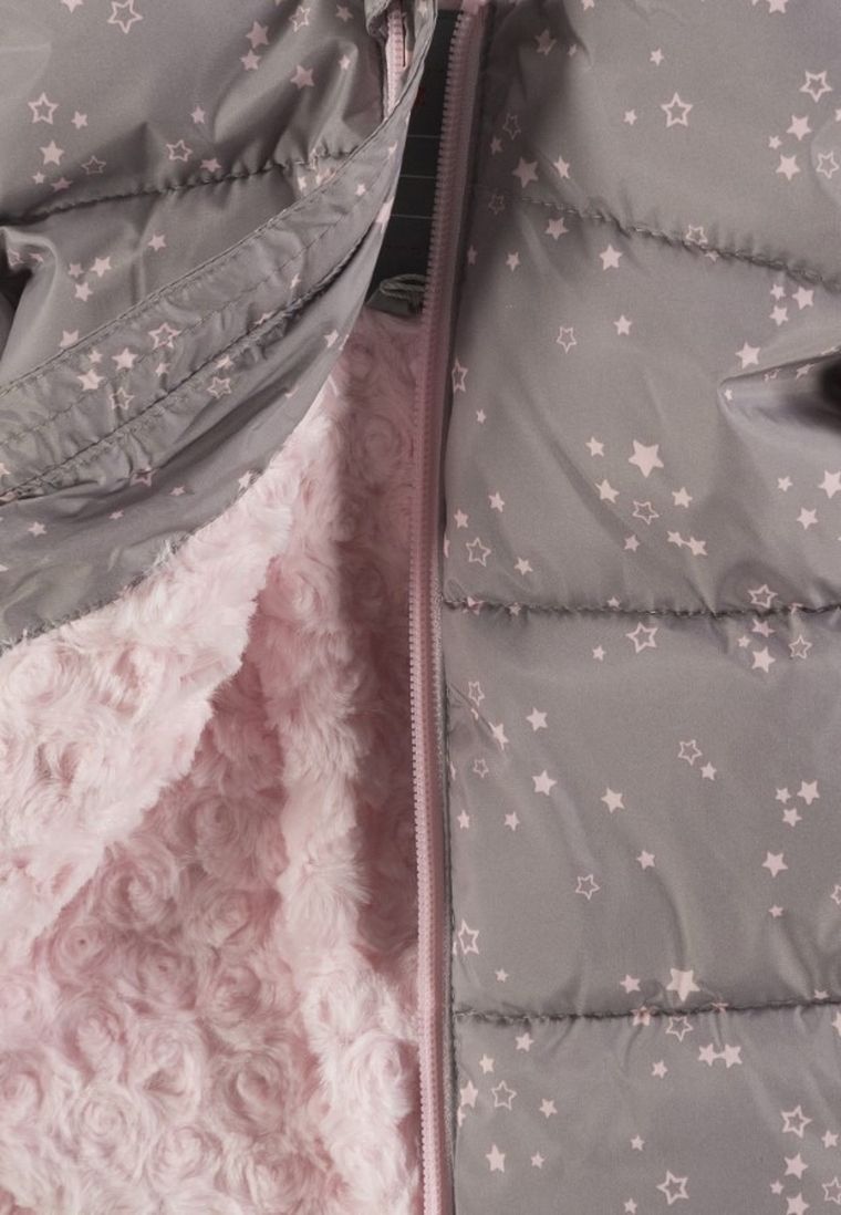 Kurtka dziewczęca z kapturem, ocieplana, szara, Kanz