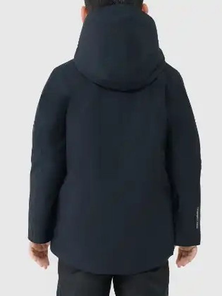 Kurtka narciarska chłopięca z kapturem, granatowa, 4F