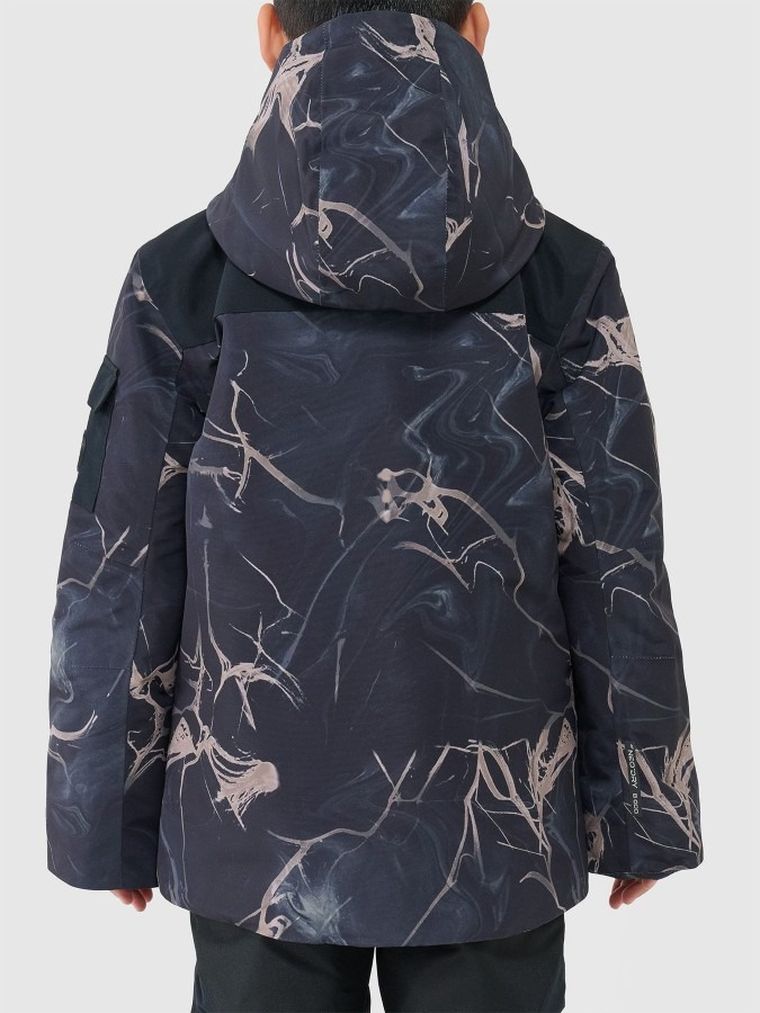 Kurtka narciarska chłopięca z kapturem, ocieplana, granatowa, 4F