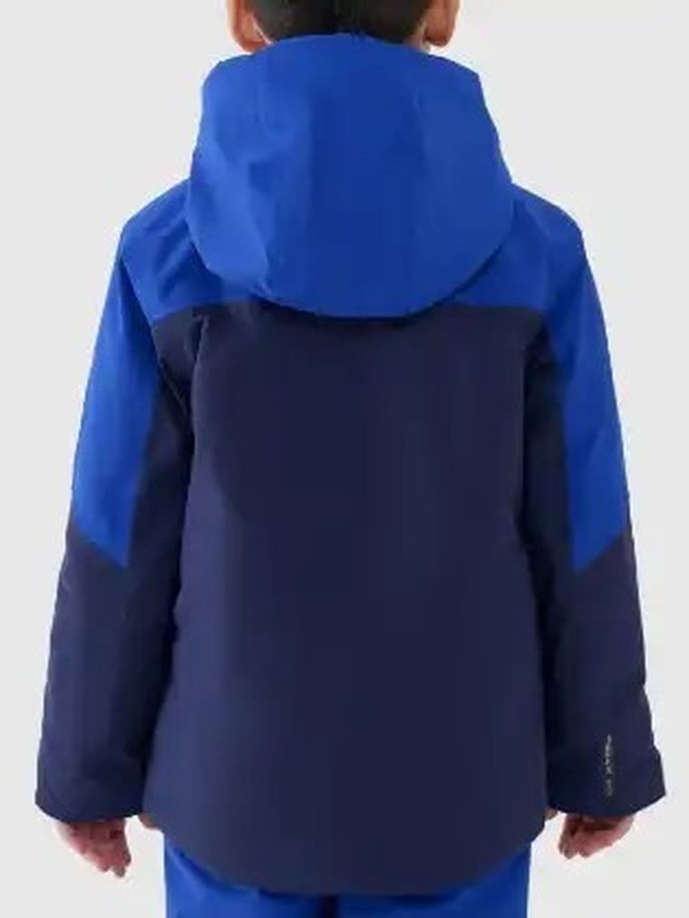 Kurtka narciarska chłopięca z kapturem, ocieplana, niebieska, 4F