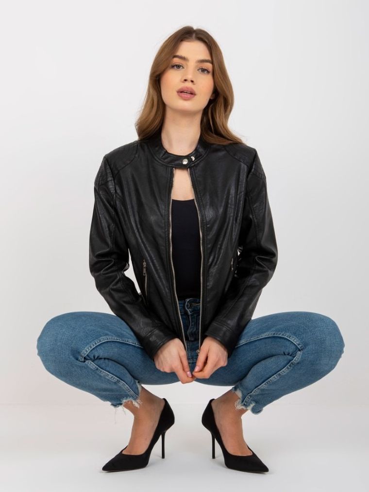 Kurtka ramoneska damska, czarna, Honey Winter