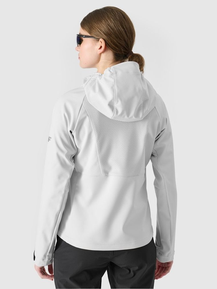 Kurtka softshell damska z kapturem, szara, 4F