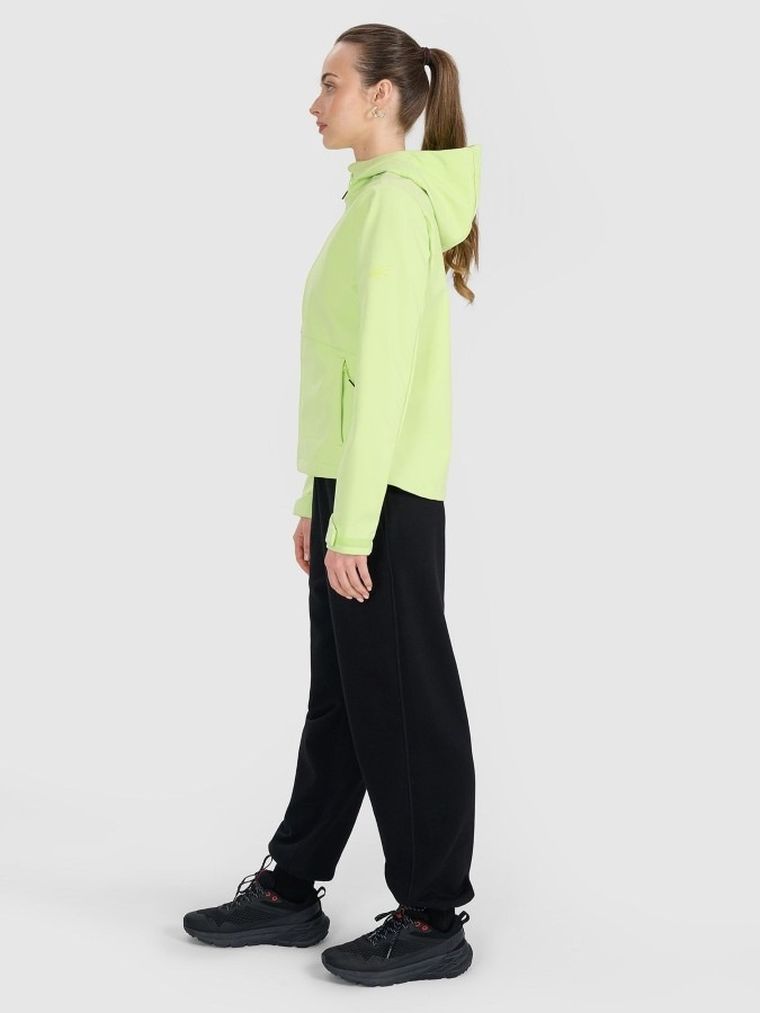Kurtka softshell damska z kapturem, żółta, 4F