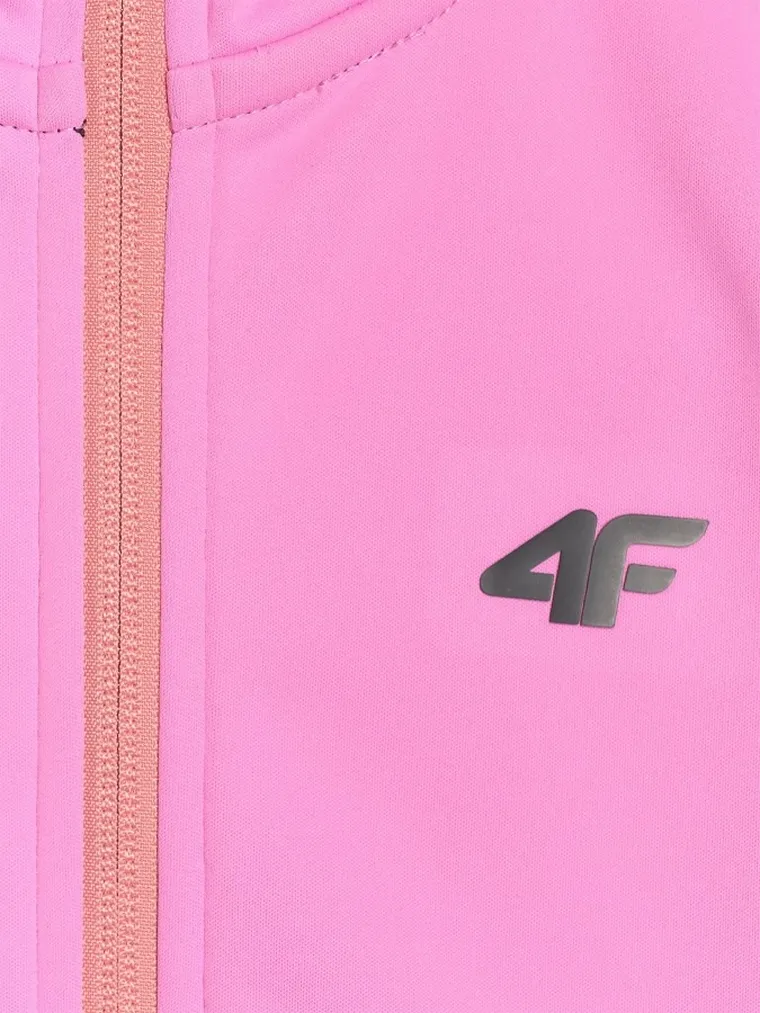 Kurtka softshell dziewczęca z kapturem, różowa, 4F