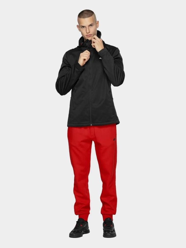 Kurtka softshell męska z kapturem, czarna, 4F