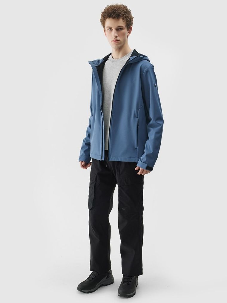 Kurtka softshell męska z kapturem, niebieska, 4F