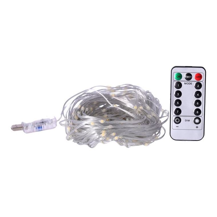 Kurtyna świetlna z pilotem, ciepła biel, 3m