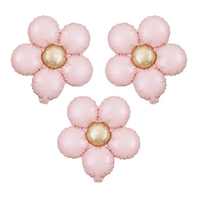 Kwiat, balon foliowy, różowy, 45 cm, 3 szt.