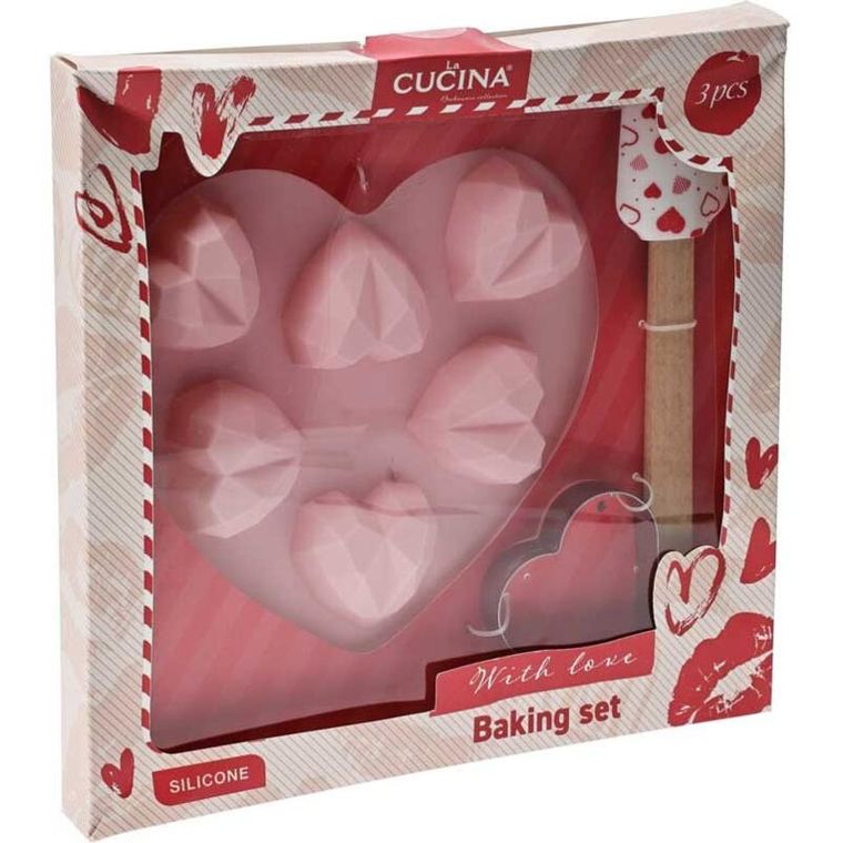 La Cucina, zestaw akcesoriów do pieczenia z motywem serduszek