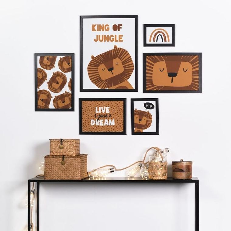 La Factory, The king of the jungle, plakaty do pokoju dziecka, fun, 6 ramek