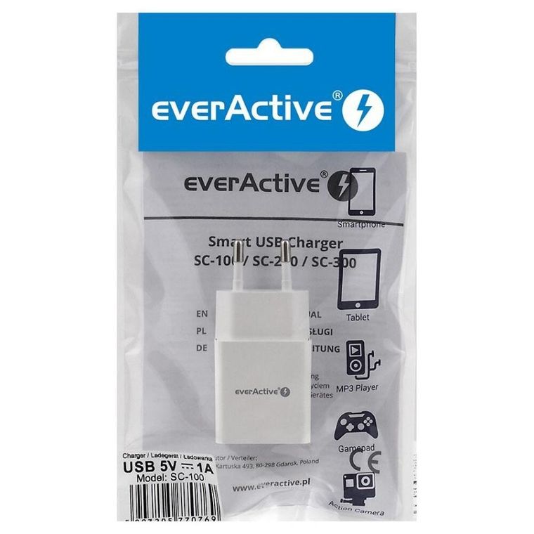 Ładowarka Sieciowa Everactive Sc-100, USB, biały