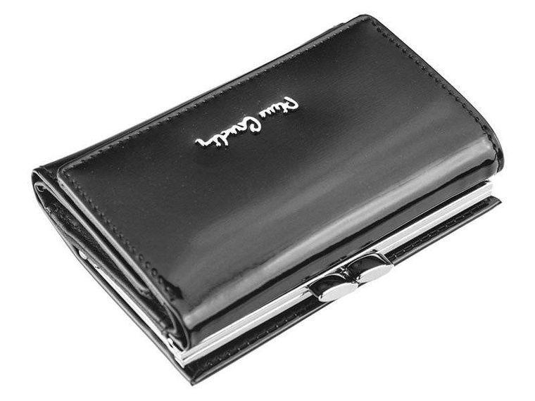 Lakierowany portfel ze skóry naturalnej z portmonetką na bigiel, Pierre Cardin