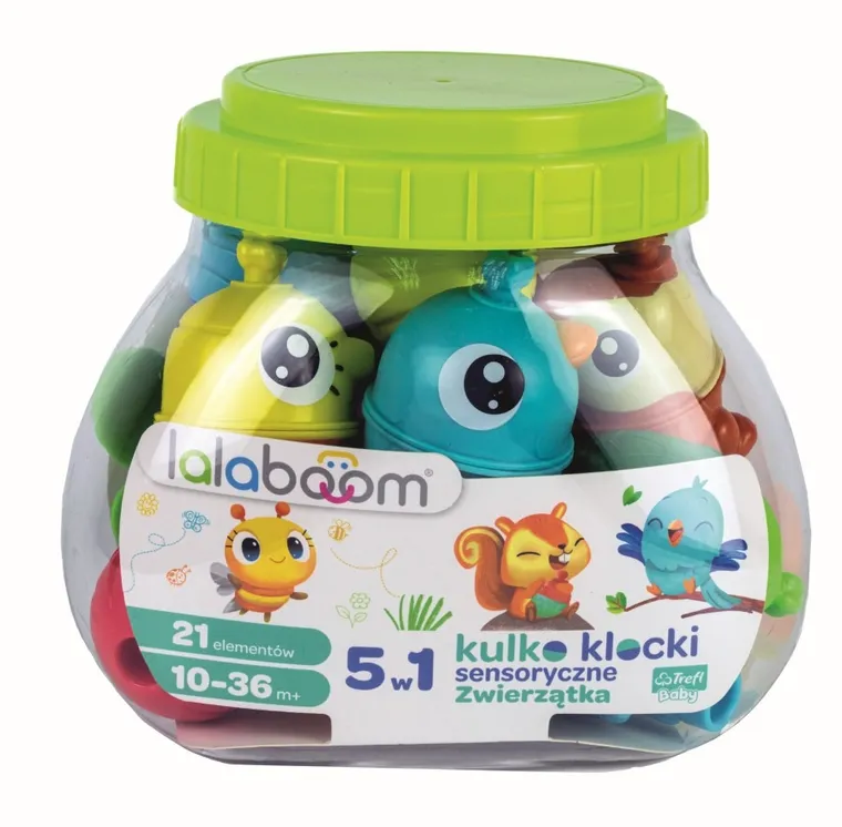 Lalaboom, Kulko-klocki sensoryczne, zwierzątka, 21 elementów