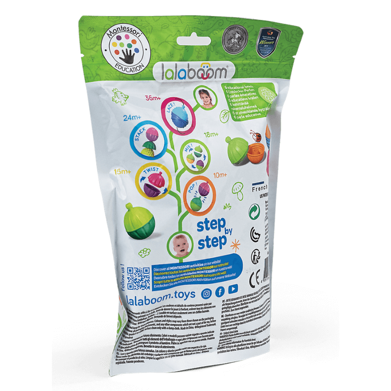 Lalaboom, Kulko-klocki, zestaw sensoryczny, 12 elementów
