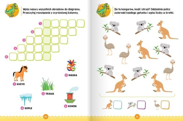 Łamigłówki i krzyżówki. Kolorowe zadania dla przedszkolaków 5+
