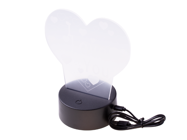 Lampka nocna LED, 3D, I Love You, halogen