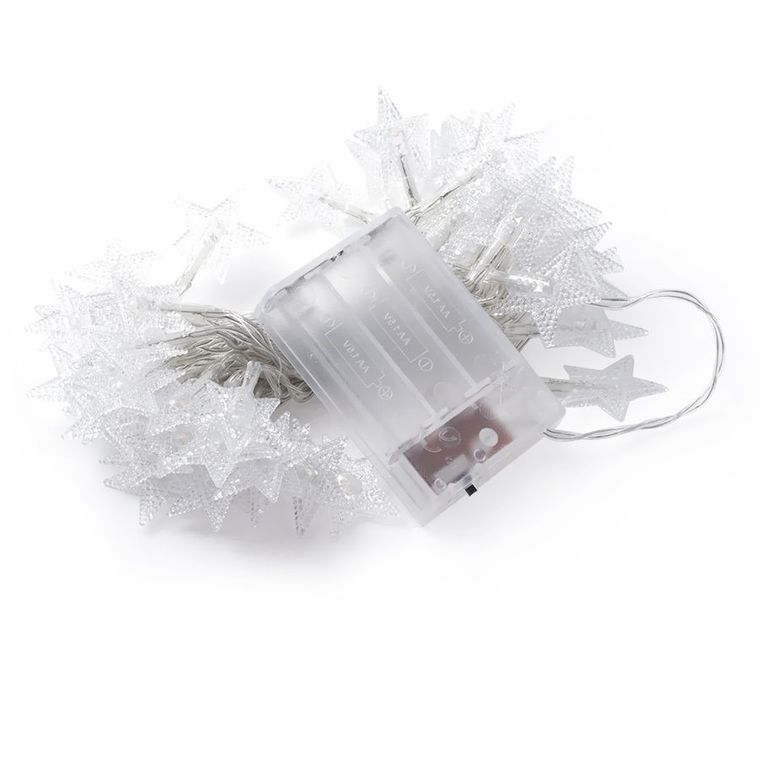 Lampki dekoracyjne LED w kształcie gwiazdki, barwa zimna, 50 lampek, 5m