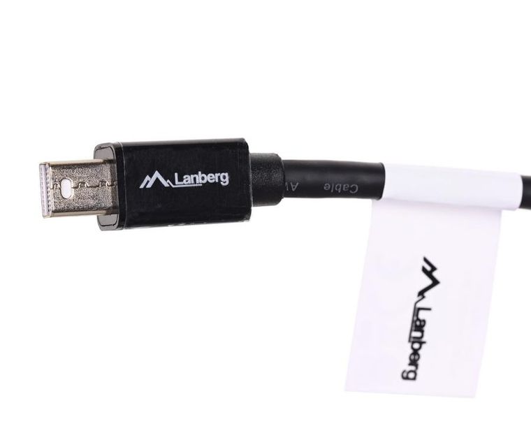 Lanberg, adapter, AD-0003-BK, Mini DisplayPort M - DisplayPort F, 0,10m, czarny