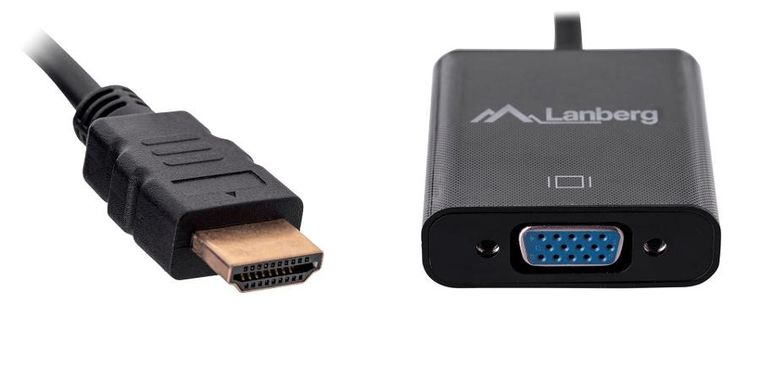 Lanberg, adapter, AD-0017-BK, HDMI M - D-Sub, VGA F, 0,20m, czarny