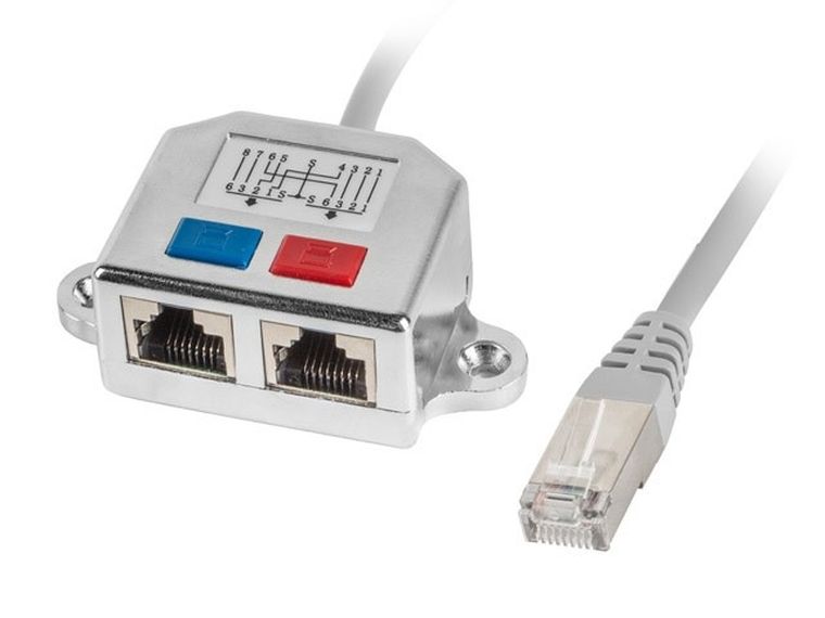 Lanberg, adapter, AD-0026-S, RJ45 M - 2 x RJ45 F, szary