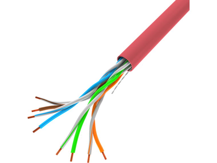 Lanberg, kabel LAN UTP, 100MB/S 305M DRUT CCA, czerwony