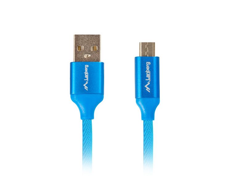 Lanberg, kabel Premium, USB 2.0, Micro USB B, 1m, niebieski