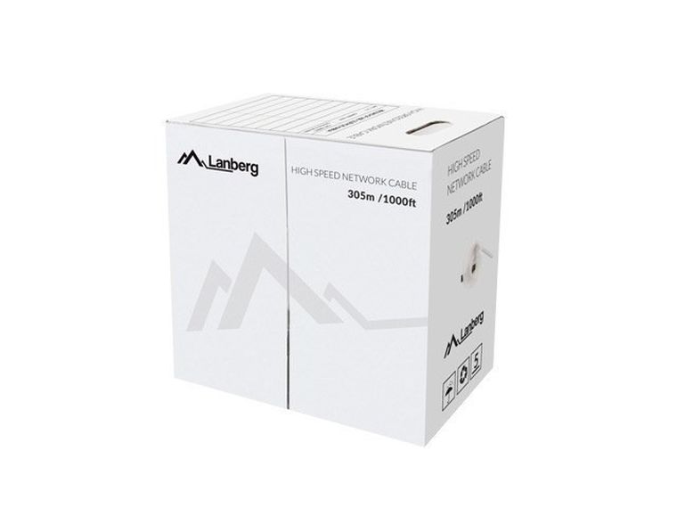 Lanberg, kabel sieciowy, LCU5-12CU-0305-S, UTP, 305m, kat. 5e, szary