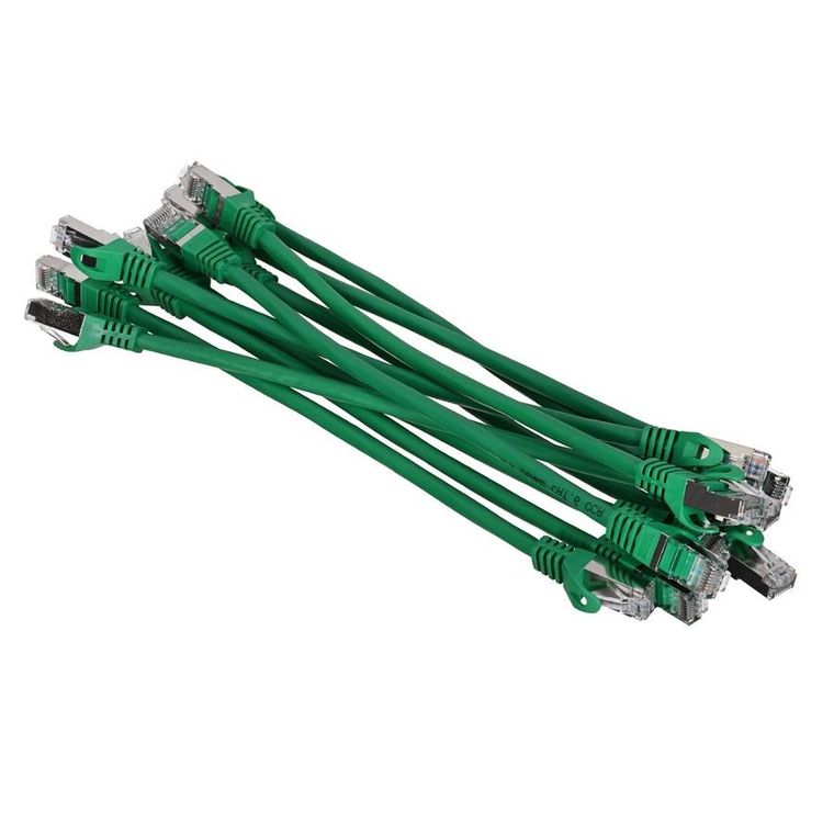 Lanberg, patchcord, KAT.6 FTP, 0.25m, zielony, FLUKE PASSED, 10 szt.