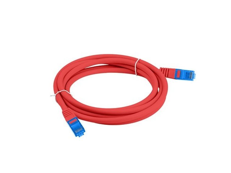 Lanberg, patchcord, S/FTP KAT.6A, 0.5m, czerwony, LSZH CCA (FLUKE PASSED) PCF6A-10CC-0050-R