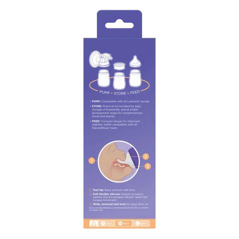 Lansinoh, Natural Wave, butelka ze smoczkiem, rozmiar M, 240 ml