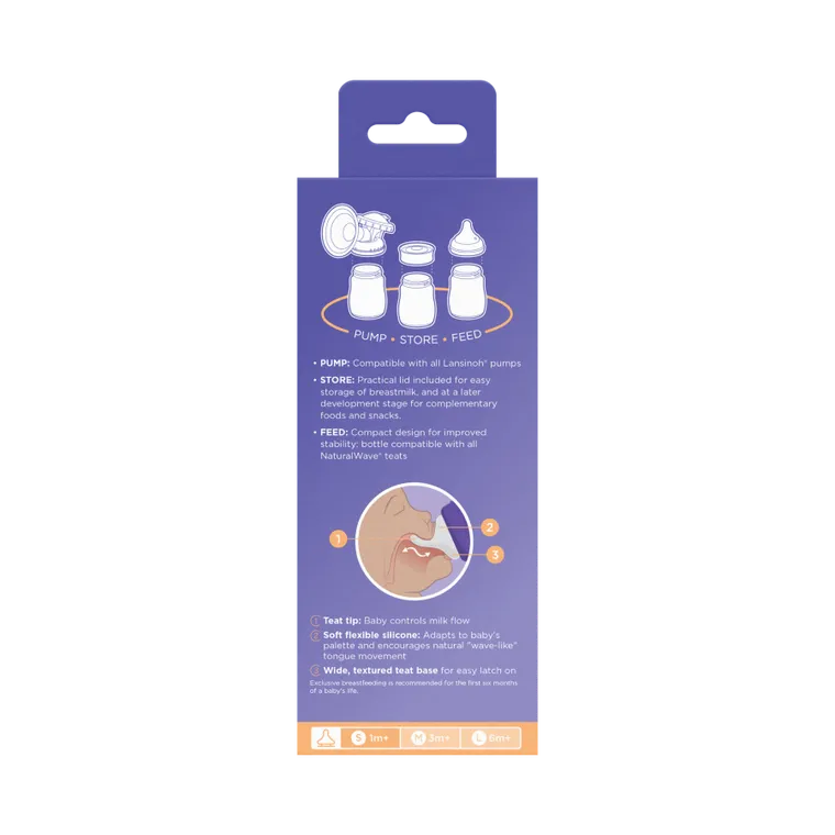 Lansinoh, Natural Wave, butelka ze smoczkiem, rozmiar S, 160 ml