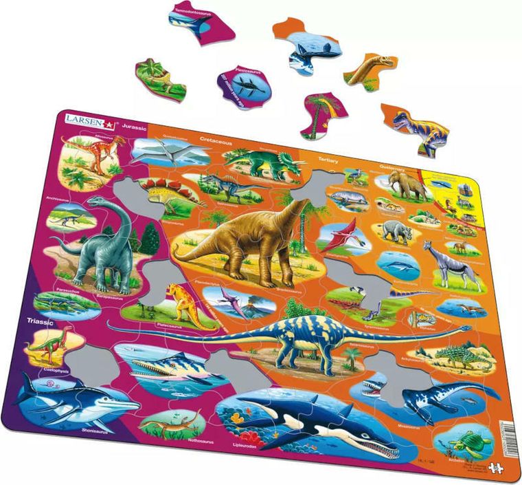 Larsen, Historia natury Od Triasu do teraz, dinozaury, puzzle ramkowe, 85 elementów
