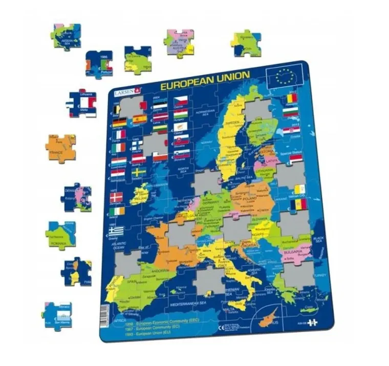 Larsen, Unia Europejska - Mapa, Flagi, puzzle ramkowe