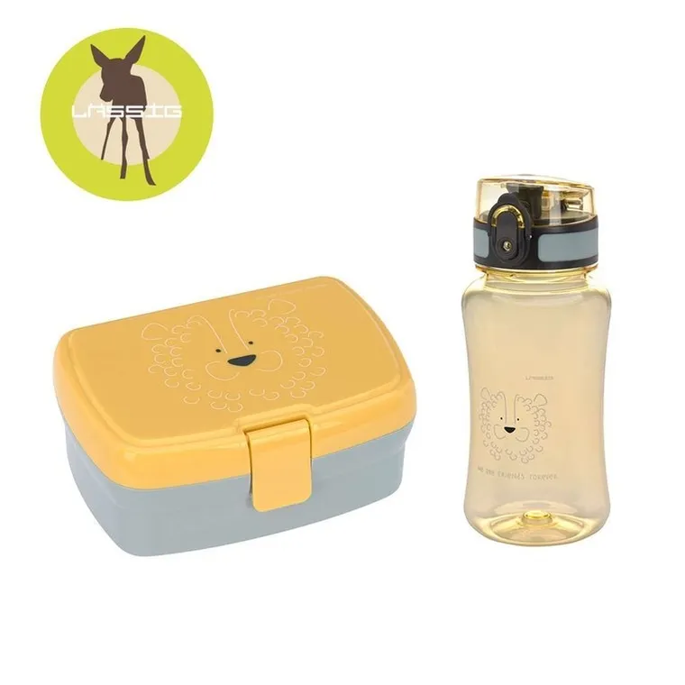 Lassig, About Friends, zestaw, lunchbox + tritanowa butelka - bidon, żyrafa, 460 ml