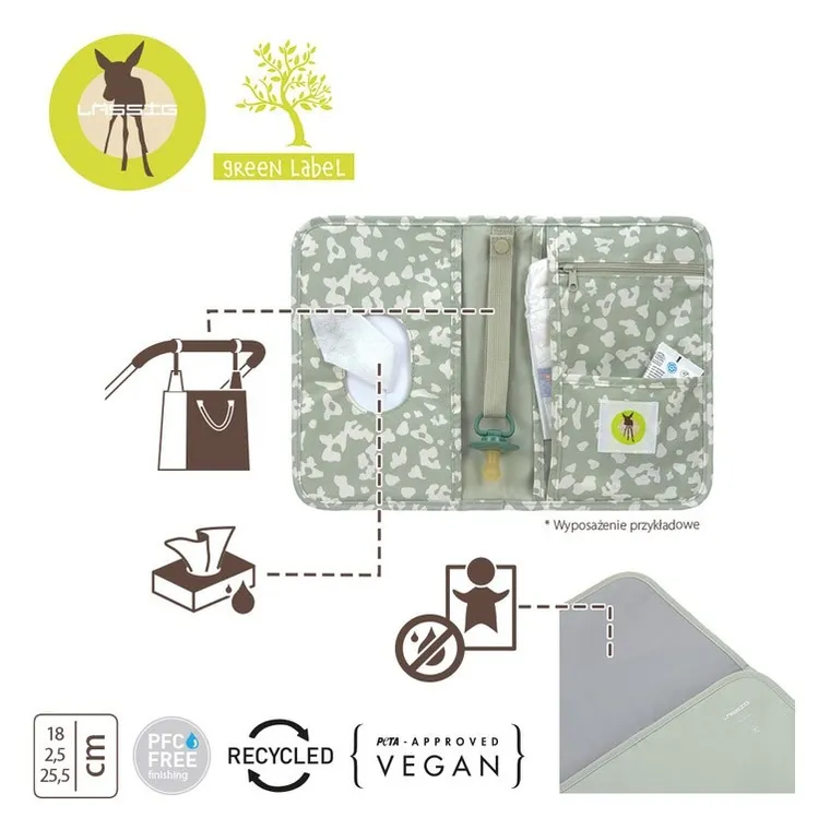 Lassig, Green Label, Leo, przewijak podróżny z etui na akcesoria, light khaki