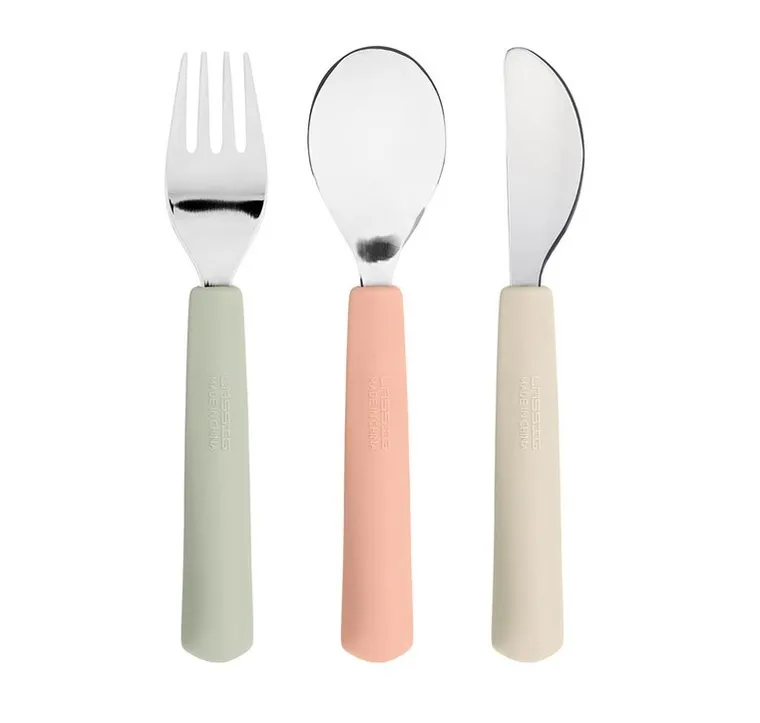 Lassig, Happy Fruits Cherry, zestaw sztućców, stal nierdzewna z silikonową rączką, 3 szt.