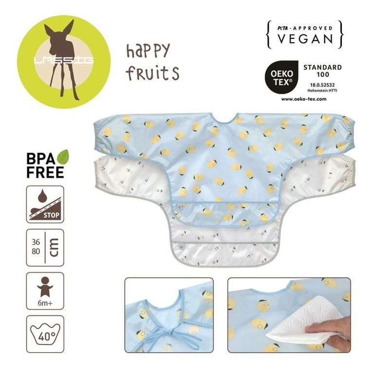 Lassig, Happy Fruits Lemon, zestaw śliniaków z długim rękawem, 6m+, 2 szt.