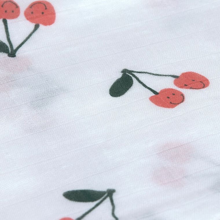 Lassig, Happy Fruits, pieluszka bambusowa, otulacz, cherry, 80-80 cm, 3 szt.