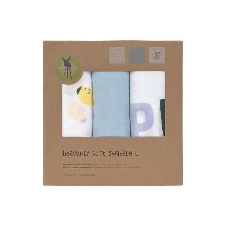 Lassig, Happy Fruits, pieluszka bambusowa, otulacz, lemon, 80-80 cm, 3 szt.