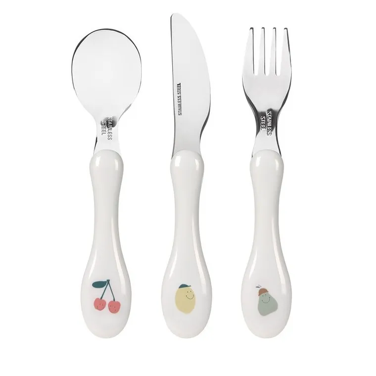 Lassig, Happy Fruits, zestaw sztućców ze stali nierdzewnej, 3 szt.