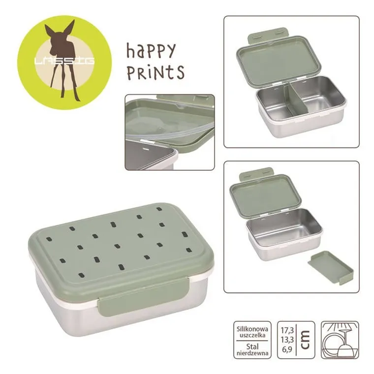 Lassig, Happy Prints, lunchbox ze stali nierdzewnej, oliwkowy
