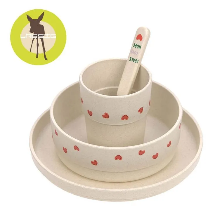 Lassig, Happy Rascals, komplet naczyń dla dzieci, Heart Lavender